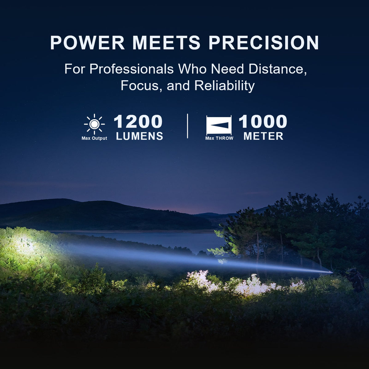PowerTac Huntsman XLT Long-Throw Flashlight — 1,250 Lumens