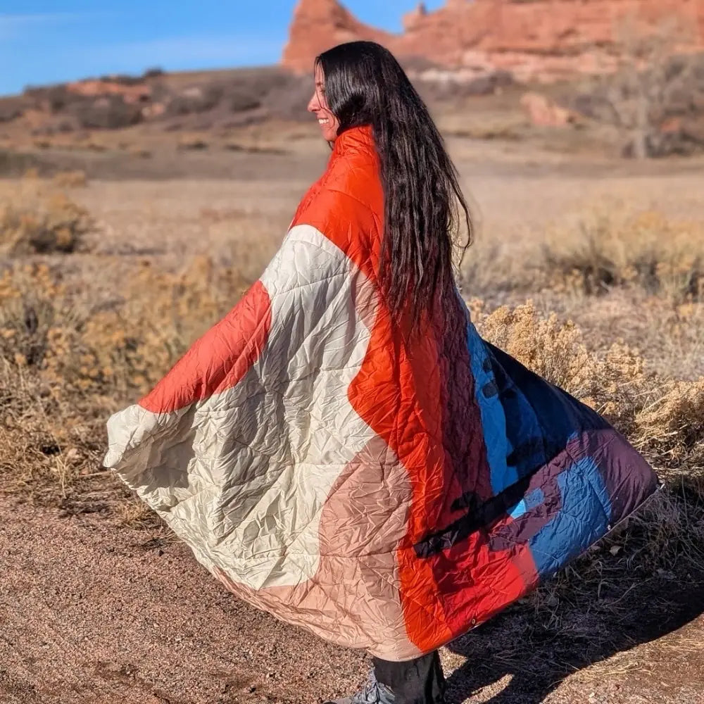 Reversible Packable Blanket + Poncho- Nature