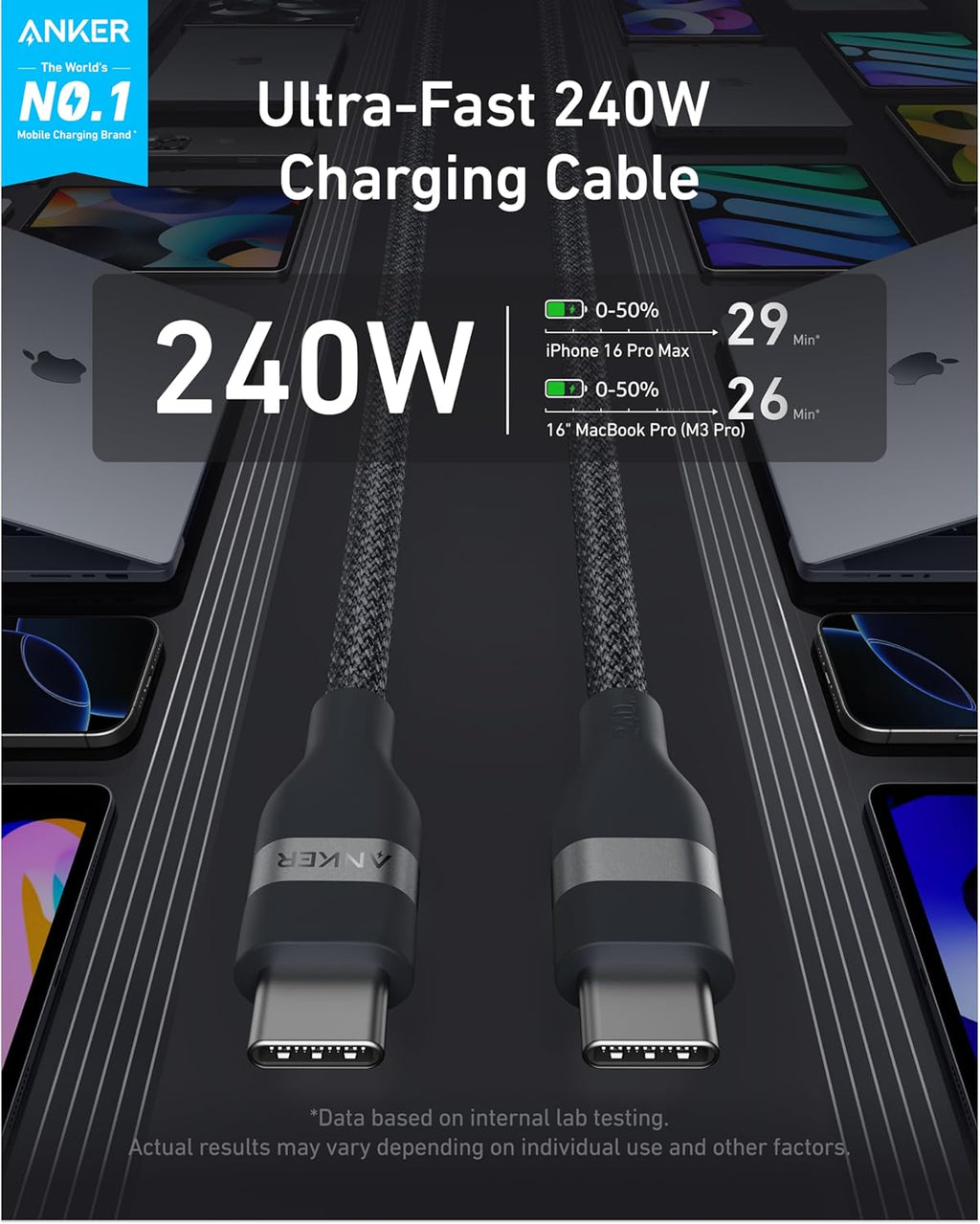 Anker Braided USB-C Charging Cable — 240W
