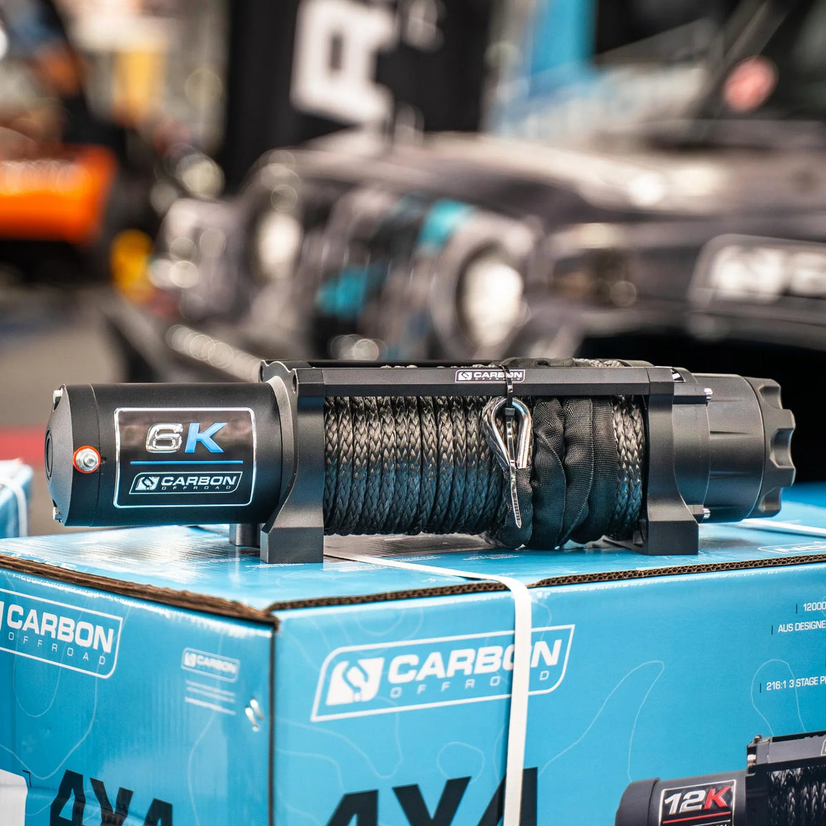 Carbon Offroad Long Drum 6000lb ATV - Small 4X4 Winch by Carbon Offroad USA