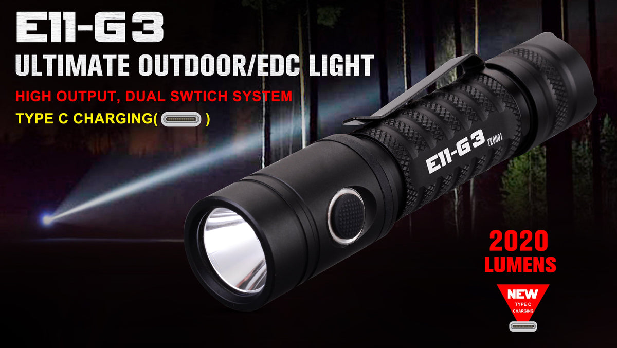 PowerTac E11 GEN3 Rechargeable EDC Flashlight — 2,020 Lumens