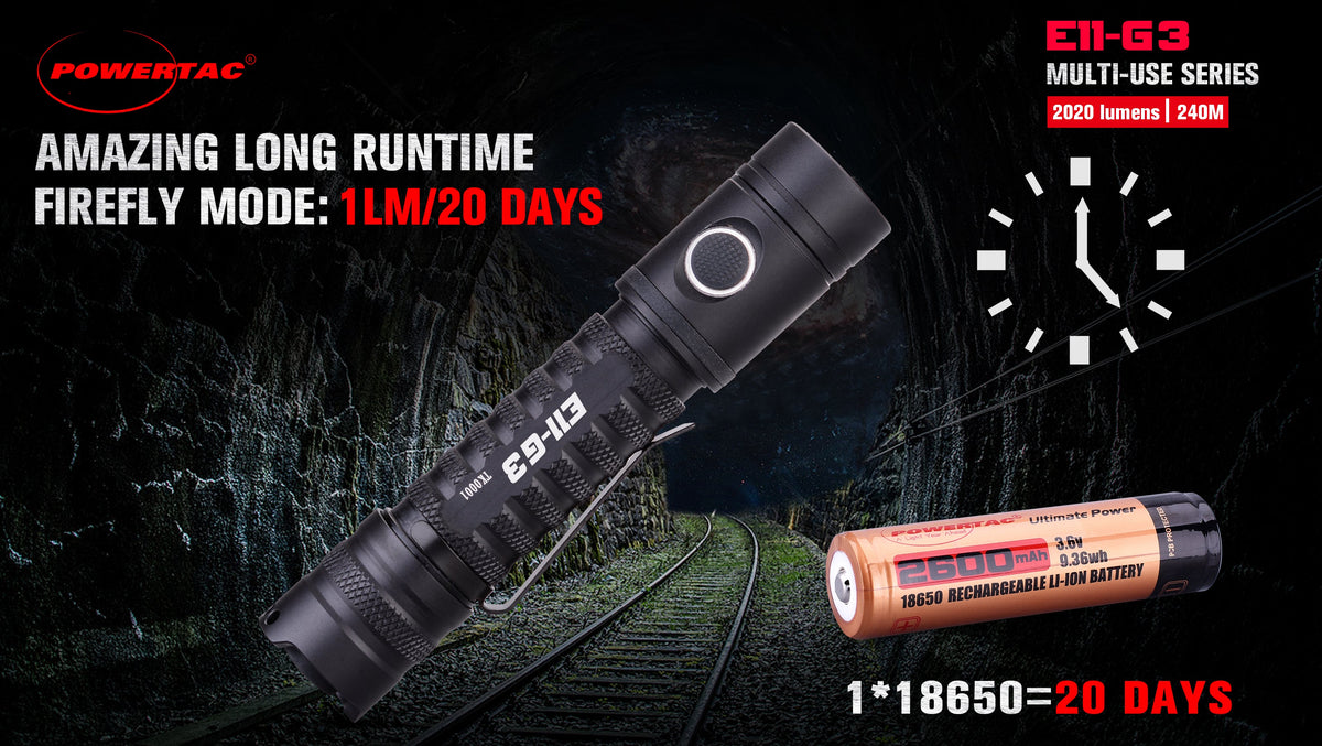 PowerTac E11 GEN3 Rechargeable EDC Flashlight — 2,020 Lumens
