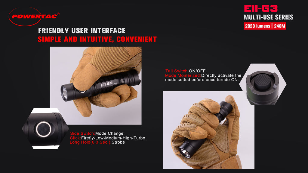 PowerTac E11 GEN3 Rechargeable EDC Flashlight — 2,020 Lumens