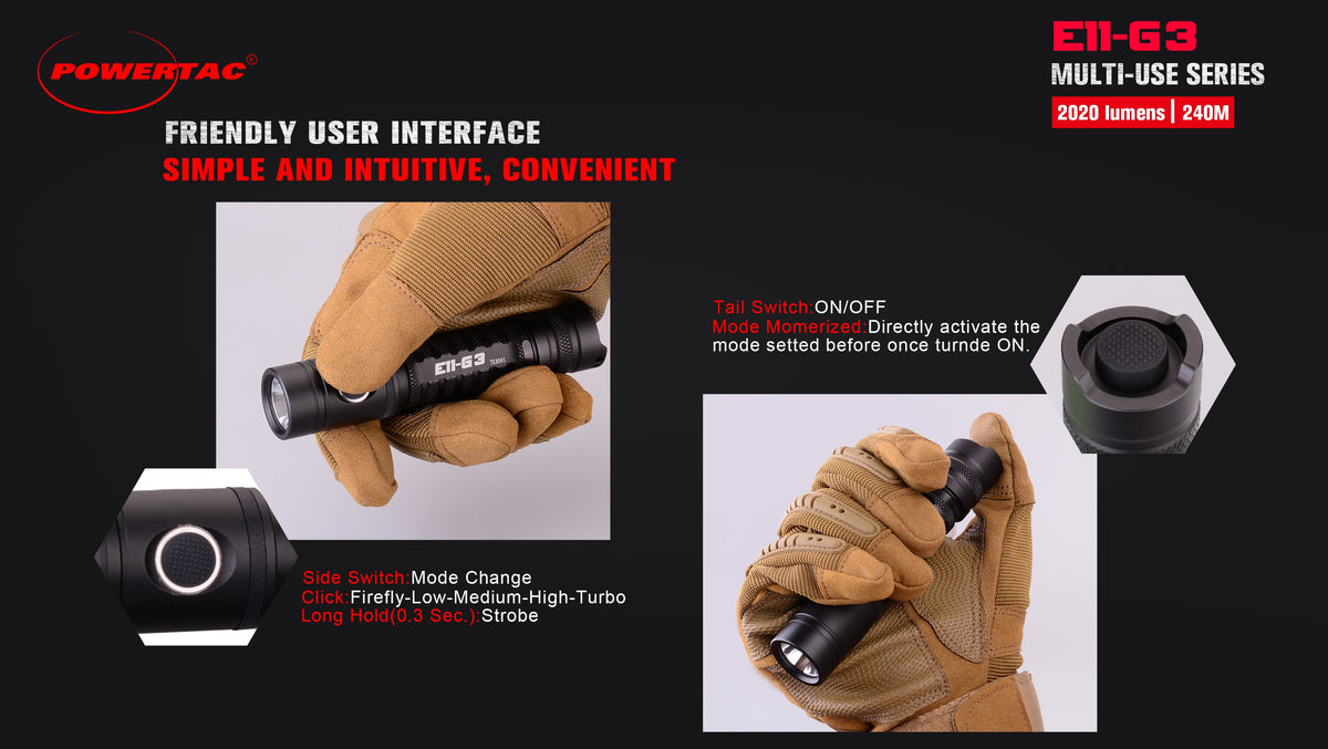 PowerTac E11 GEN3 Rechargeable EDC Flashlight — 2,020 Lumens