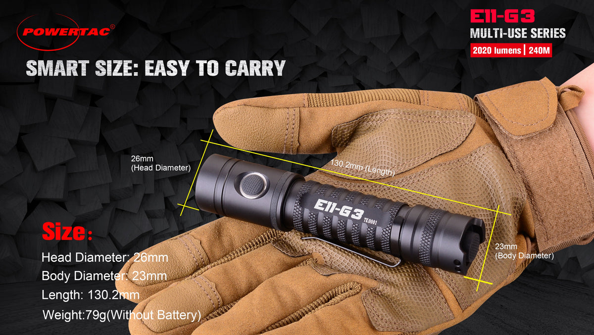 PowerTac E11 GEN3 Rechargeable EDC Flashlight — 2,020 Lumens