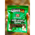 GrazeOn Green Chile Beef Jerky Crisps- High Protein, No Sugar, Crunchy Air-Dried Meat Snack, All-Natural - 2.0 oz package
