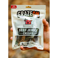 GrazeOn Natural Beef Jerky Crisps- High Protein, No Sugar, Crunchy Air-Dried Meat Snack, All-Natural - 2.0 oz package
