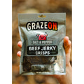 GrazeOn Salt and Pepper Beef Jerky Crisps- High Protein, No Sugar, Crunchy Air-Dried Meat Snack, All-Natural - 2.0 oz package